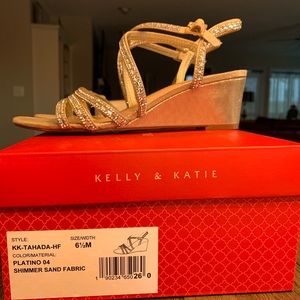 Platinum strappy wedge sandals